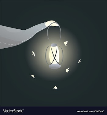female sorceress hand holds a lantern magic and