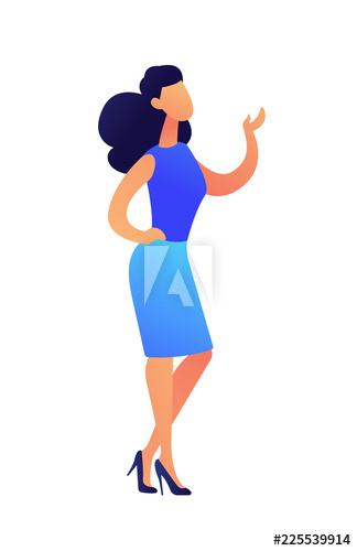 Female teacher standing and showing at something vector illustration