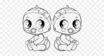 Female Twins Coloring Page - Baby Girl Coloring Pages