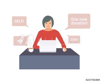 Female volunteers raising money online for people in need