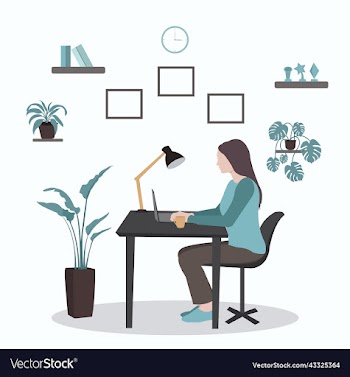 female working at home