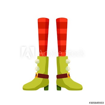 Female Xmas Elf legs flat vector illustration