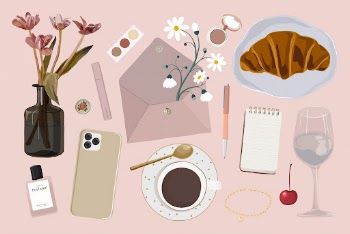 Feminine aesthetic clipart, pink essentials | Free Vector Illustration - rawpixel