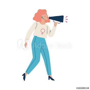 Feminist woman, girl power phrase on the shirt