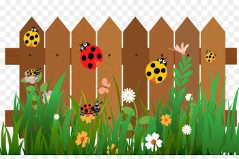 Fence Cartoon Ladybird - The seven-star ladybug on the fence 