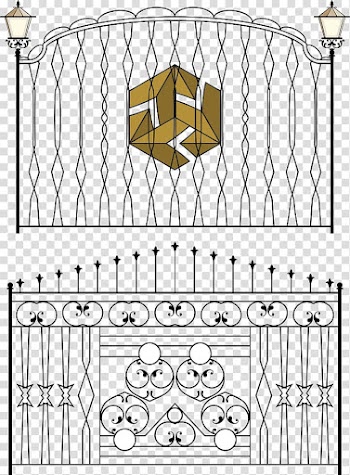 Fence Gate Wrought iron Iron railing, black and white walled Iron transparent background PNG clipart