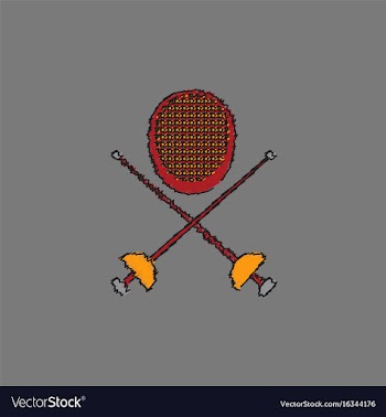 Fencing equipment in hatching style vector image