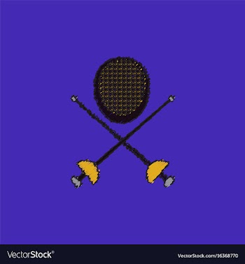 Fencing equipment in hatching style vector image