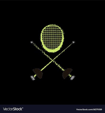 Fencing equipment in hatching style vector image
