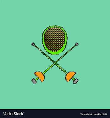 Fencing equipment in hatching style vector image