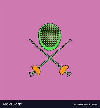 Fencing equipment in hatching style vector image