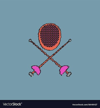Fencing equipment in hatching style vector image