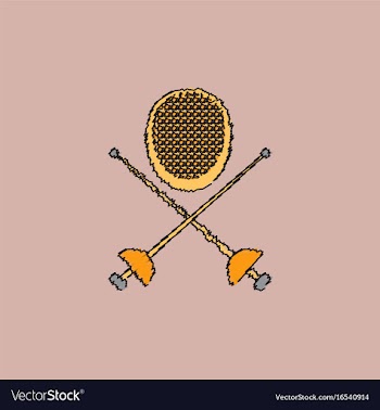 Fencing equipment in hatching style vector image