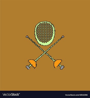 Fencing equipment in hatching style vector image