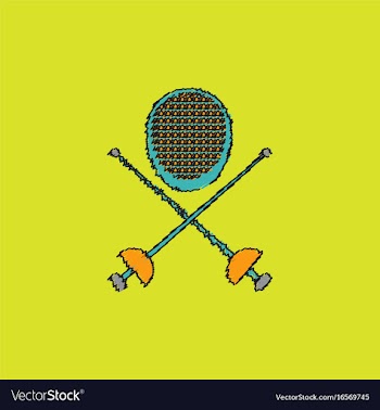 Fencing equipment in hatching style vector image