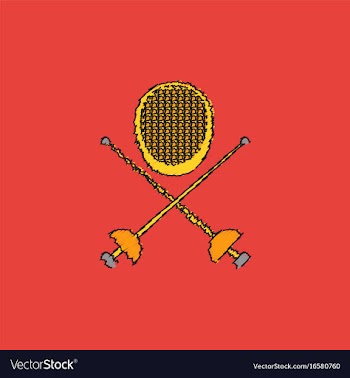 Fencing equipment in hatching style vector image