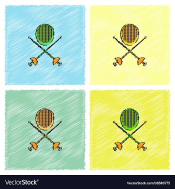 Fencing equipment in hatching style vector image