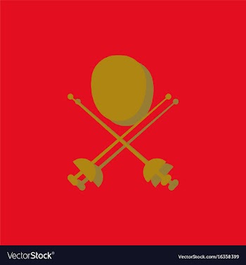Fencing equipment in sticker style vector image