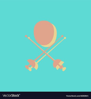 Fencing equipment in sticker style vector image