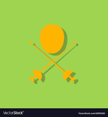 Fencing equipment in sticker style vector image