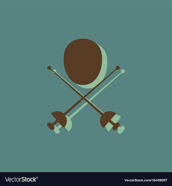 Fencing equipment in sticker style vector image