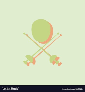 Fencing equipment in sticker style vector image
