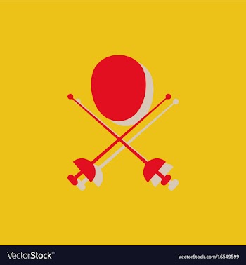 Fencing equipment in sticker style vector image
