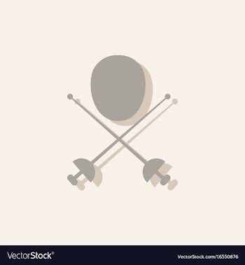 Fencing equipment in sticker style vector image