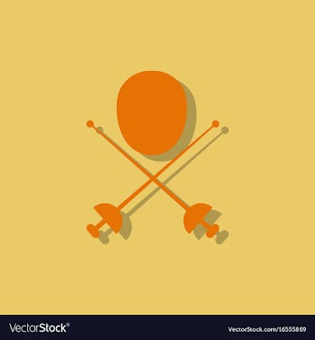 Fencing equipment in sticker style vector image