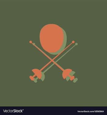 Fencing equipment in sticker style vector image