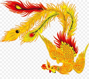 Fenghuang Budaya Tionghoa Phoenix - Noble Golden Phoenix flying 
