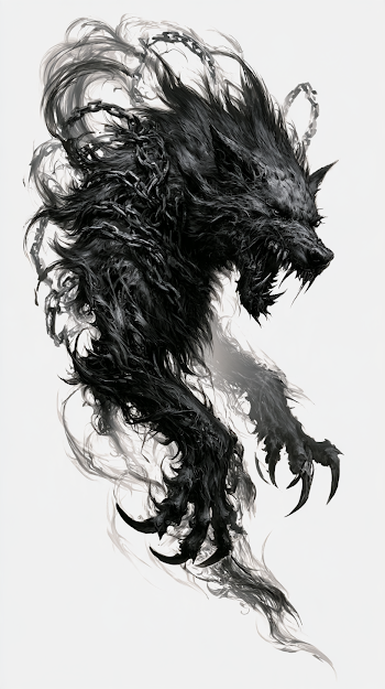 Fenrir Tattoo Design: Dark Art with Dynamic Movement
