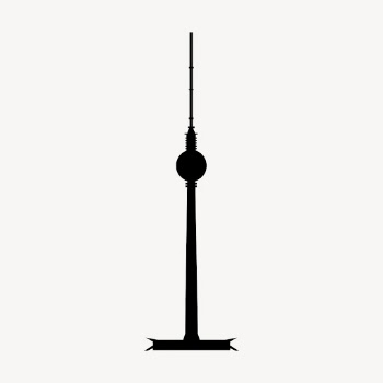 Fernsehturm tower silhouette collage element, | Free PSD - rawpixel