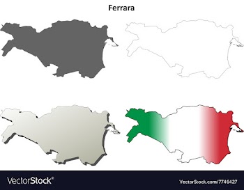 Ferrara blank detailed outline map set vector image