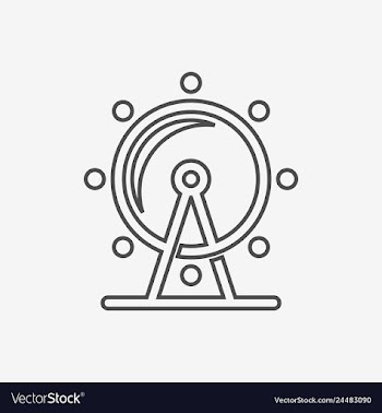 Ferris wheel icon attraction symbol line vector image