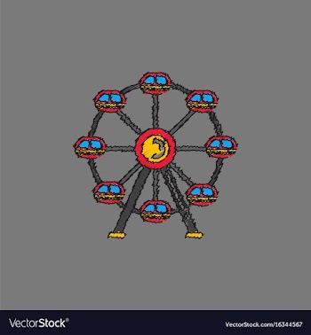 Ferris wheel icon in hatching style vector image