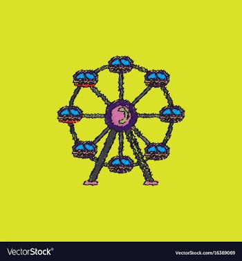 Ferris wheel icon in hatching style vector image