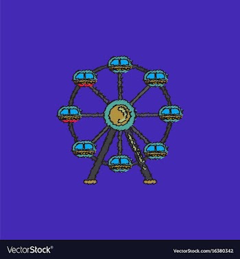 Ferris wheel icon in hatching style vector image
