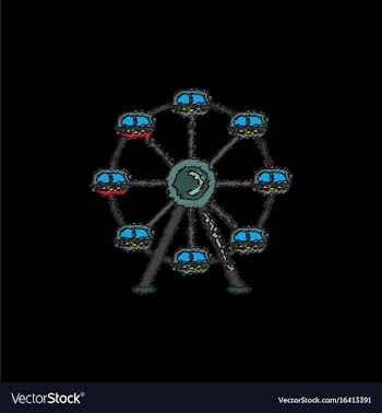 Ferris wheel icon in hatching style vector image