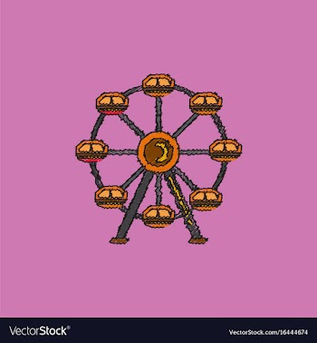 Ferris wheel icon in hatching style vector image