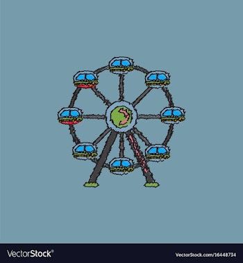 Ferris wheel icon in hatching style vector image
