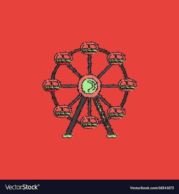 Ferris wheel icon in hatching style vector image