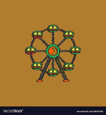 Ferris wheel icon in hatching style vector image