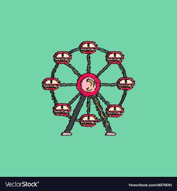 Ferris wheel icon in hatching style vector image