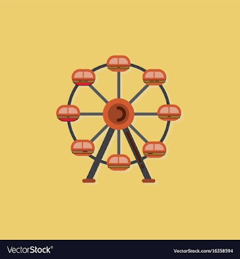 Ferris wheel icon in sticker style vector image