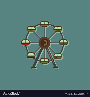 Ferris wheel icon in sticker style vector image