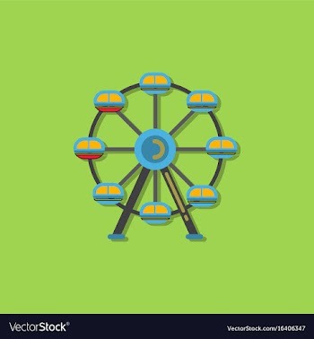 Ferris wheel icon in sticker style vector image