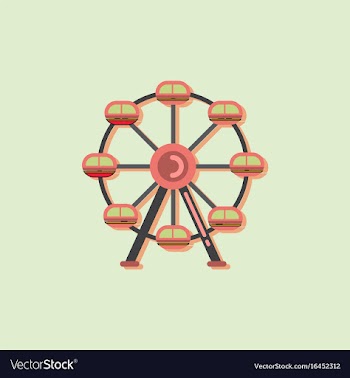 Ferris wheel icon in sticker style vector image