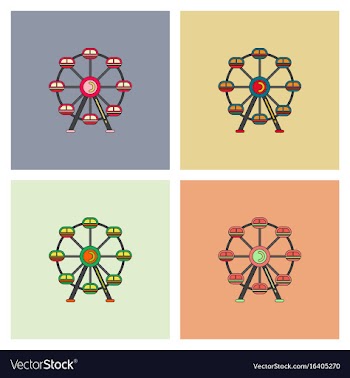 Ferris wheel icon set vector image