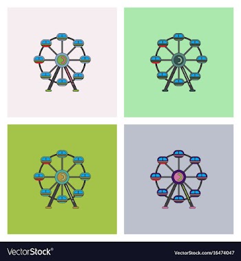 Ferris wheel icon set vector image